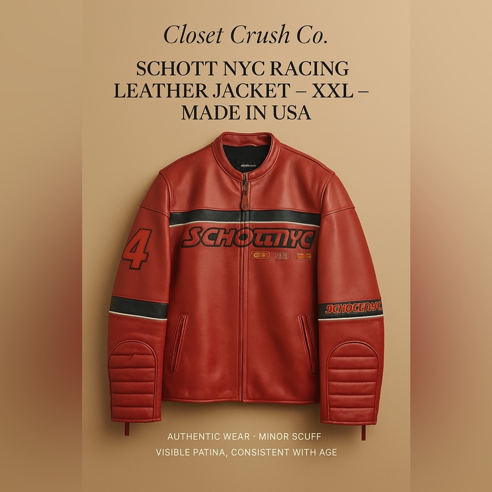 Schott NYC Red Leather Motorcycle Jacket